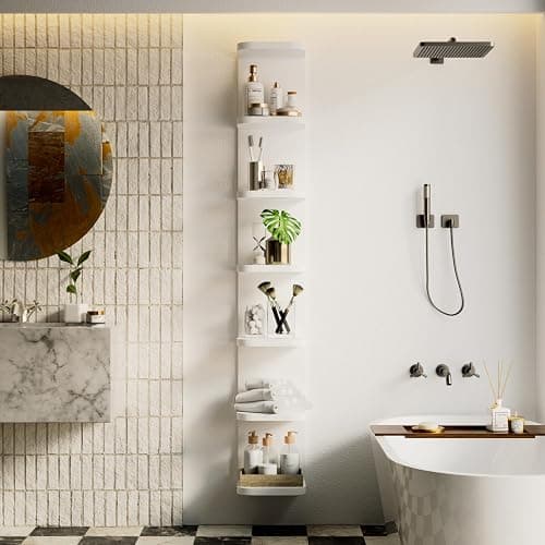 Dhanzoro 7 Tier Wall Shelf Unit – Rounded Corner White Shelf Floating Shelves for Wall Storage, Decorative Display Shelf, Modern Book Shelf for Bedroom, Living Room, Vanity thumbnail 5