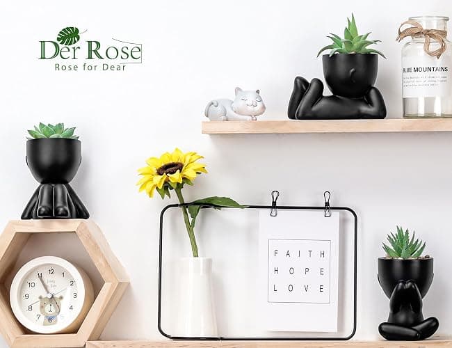Der Rose 3pcs Fake Succulents Plants Artificial for Black Bathroom Bedroom Home Living Room Halloween Decor Aesthetic Indoor thumbnail 6