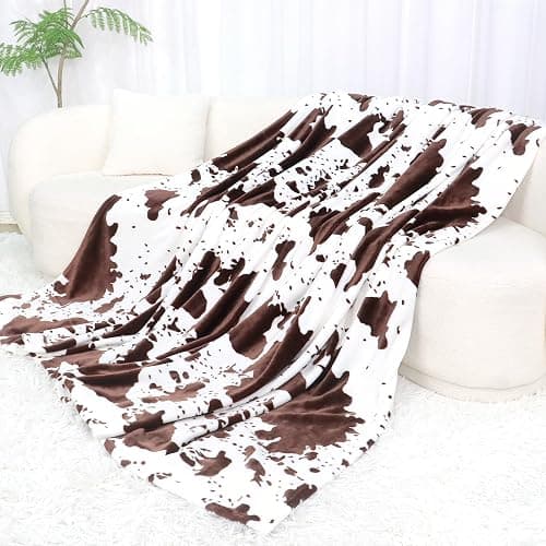 Fleece Blanket King Size - Oversized Soft Plush Cow Print Throw, Full Size Blankets for Bed & Couch - Lightweight Cute Country Home Decor, All-Season Cozy Gifts for Adults & Couples 90" x 108" thumbnail 7