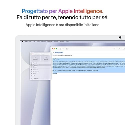 Apple iMac Computer desktop all-in-one: Chip M4, CPU 10-core e GPU 10-core: display Retina 24'', 16GB di memoria unificata, 256GB di archiviazione SSD, Vetro nanotexture. Per iPhone/iPad; Argento thumbnail 3