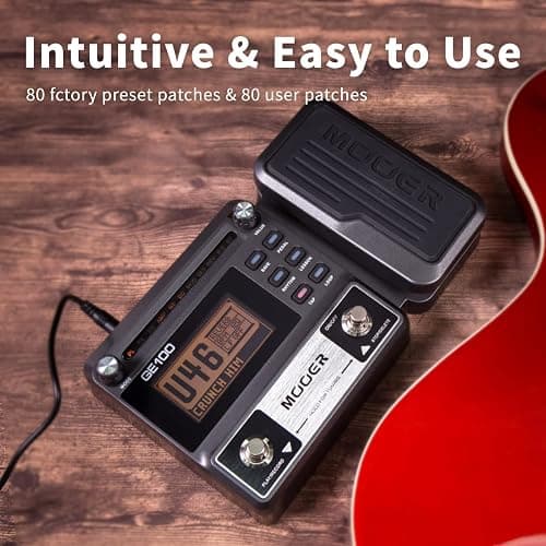 MOOER GE100 Multi-Effects Guitar Pedal with 80 Presets, 66 Effects, Loop and 40 Drum Rythm. Distortion, Expression Volume Wah Pedal, Tap Tempo, Headphone Out, LED Screen, Tuner thumbnail 4