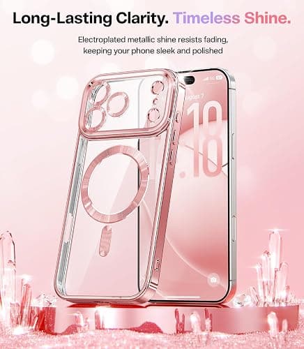 Meifigno Designed for iPhone 17 Pro Max Case 6.9", [Glitter Card & Wrist Strap] [Compatible with MagSafe] [2X HD Screen Protectors] Surround Raised Lens Protection for 17 ProMax Phone Case, Rose Gold thumbnail 3