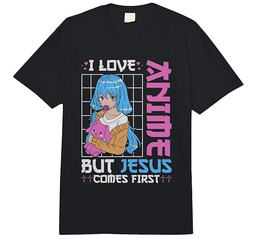 I Love Anime but Jesus Comes First Anime Lovers Comfort Colors Adult Heavyweight T-Shirt - Image 1
