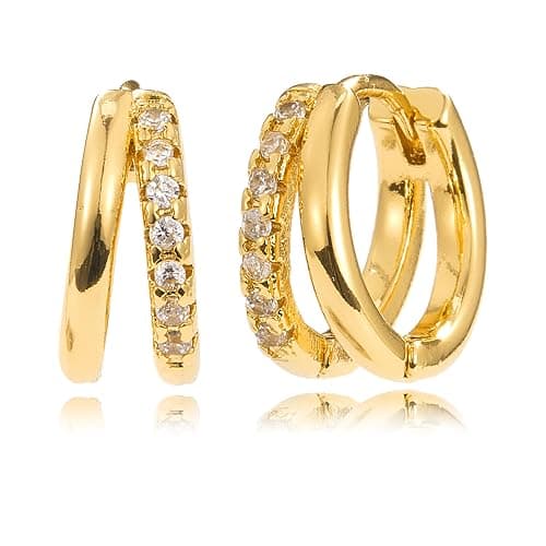 MUMREUES Gold Hoop Earrings for Women,14K Gold Plated Huggie Hoop Earrings for Gift - Image 1