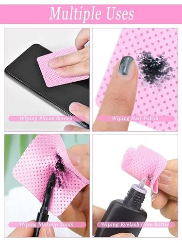 800 PCS Lint Free Nail Wipes, Eyelash Extension Glue Wipes, Lash Glue Cleaning Pads, Adhesive Wipes, Nail Polish Remover Wipes for Lash Extension Supplies (Pink) thumbnail 5