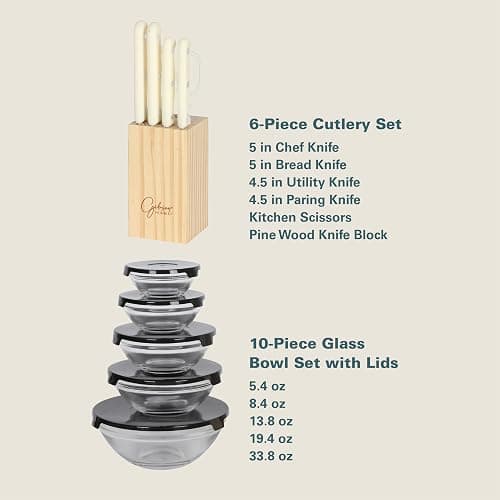 Gibson Home 74 Piece Kitchen in a Box Pots and Pans Cookware, Plates and Bowls Dinnerware, Cutlery Knife Block, Flatware Utensils, Tools & Gadgets, Storage, Glasses Set thumbnail 5