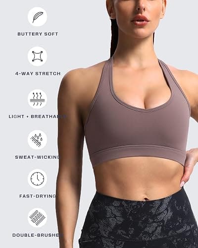 Aoxjox Women's Workout Sports Bras Fitness Halter Bra Yoga Crop Tank thumbnail 4