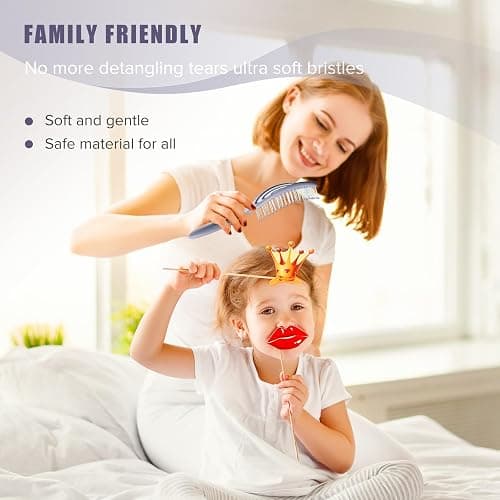 SHINLEA Hair Brush Anti Tangle Detangle, Wet & Dry Head Massaging Spiral Hairbrush for Women, Men, kids, Glide Through Tangles For All Hair Types (Purple) thumbnail 7