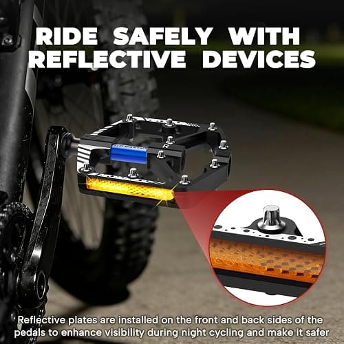 Mountain Bike Pedals MTB Flat Non-Slip Aluminum Alloy Bicycle Pedals with Reflectors Sealed Bearings Bicycle Platform Pedals 9/16" for Adult Road Gravel Bikes Ebike thumbnail 2
