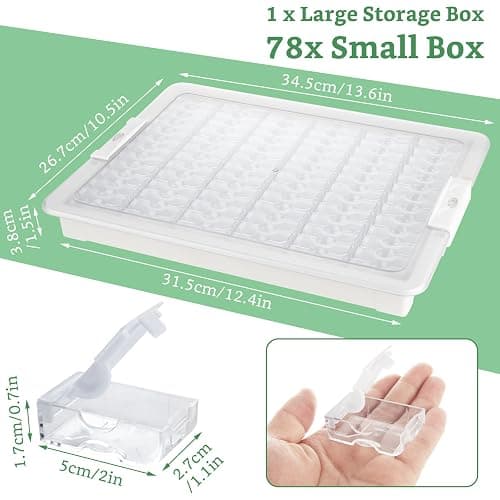 FWEEK Modern Clear Plastic Bead Storage Box with 78 Compartments, Portable Jewelry Organizer for DIY Crafts, Bracelets, Nails thumbnail 2