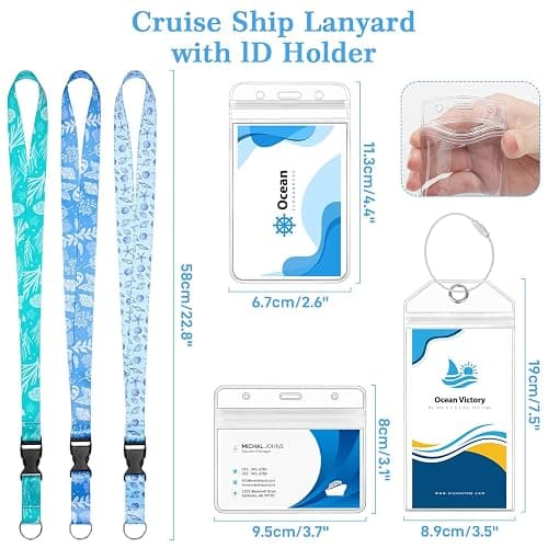 Cruise Lanyard for Ship Cards, Ship Lanyards with Waterproof Luggage Tags Clear ID Badge Holder Cruise Essentials Accessories for Cruise Cards Ship Key Card Sea Pass thumbnail 3