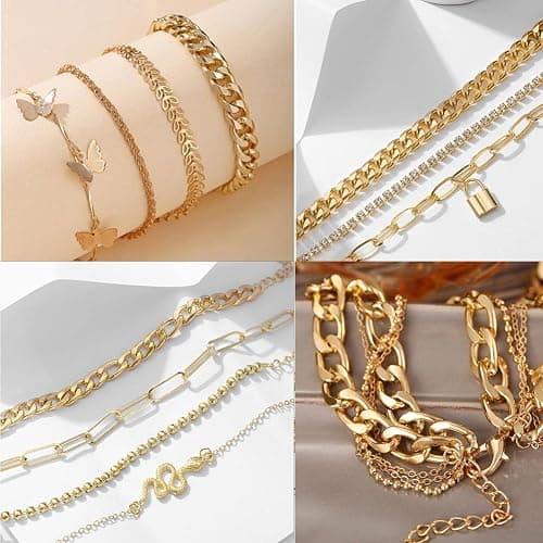 CONGYING 60 PCS Gold Jewelry Set with Multi-Layered Bracelet Necklace, Dangle Earrings, Stackable Ring For Women Valentine Anniversary Jewelry Pack Gifts For Her thumbnail 2