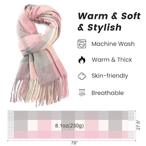 Pleneal Scarf for Women, Womens Winter/Fall Scarf,Long Plaid Shawls and Wraps, Cashmere Feel Blanket Pashmina Scarves thumbnail 3