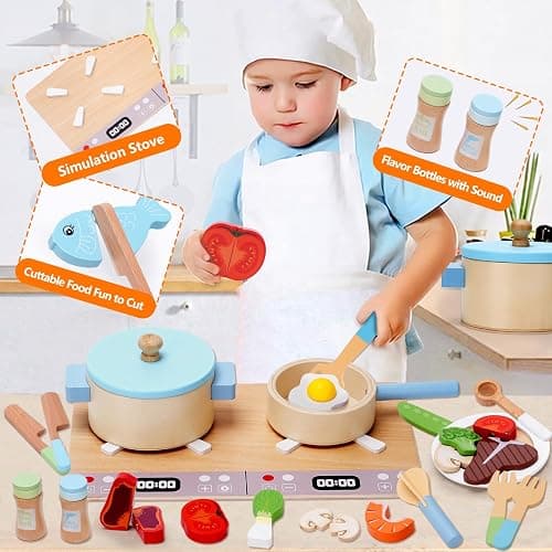 Cucina Giocattolo per Bambini 27 Pezzi, Accessori Cucina Bambini, Pentole e Padelle Giocattolo, Taglio di Cibo e Verdure Chef, Gioco di Ruolo Set per Ragazze e Ragazzi, Giochi Montessori 3 4 5 6 Anni thumbnail 5