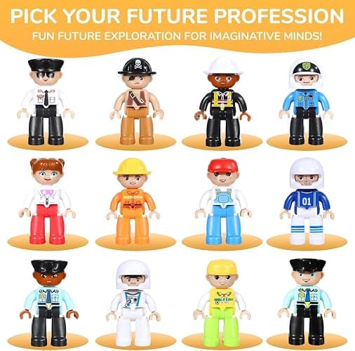 Large Magnetic Figures, 3 Inches Community Figures Set, 12 Pieces Magnetic Play People Magnet Building Toys for Kids Ages 3 4 5 6 7 8+, STEM Learning Toys Magnet Tiles Expansion Accessories Pack thumbnail 4