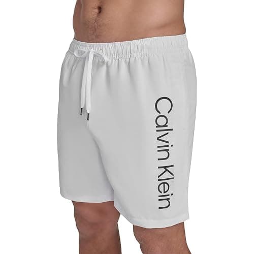 Calvin Klein Men's Volley Quick Dry Lightweight Swim Trunk - M - White/Opulent Garden - Image 1