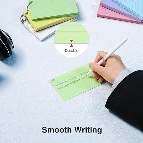 300 Count 3x5 index cards with Ring, Flash Cards 6 Color Assortment (50 Sheets Each), Durable & Portable Note Taking for Students, Teachers, Study Note Cards for Home School Colored Index Cards thumbnail 4