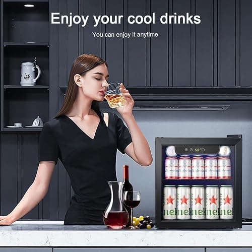 Antarctic Star Mini Fridge Cooler - 12 Bottle 48 Can Beverage Refrigerator Glass Door for Drinks or Beer Wine –Small Drink Dispenser for Home, Office or Bar, Electronic Temperature Control，1.3cu.ft. thumbnail 7