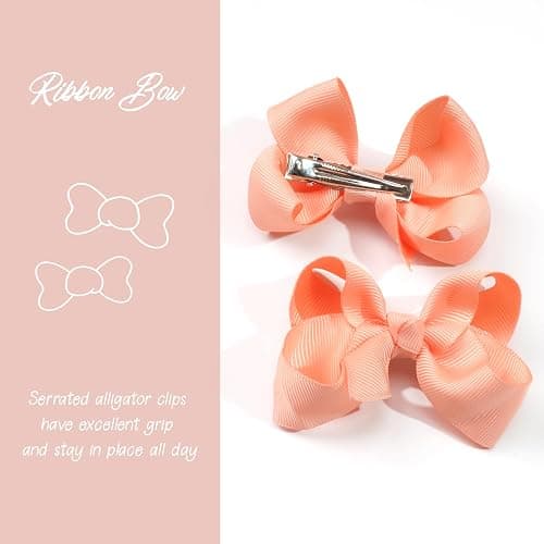 CÉLLOT 40Pcs 3 inch Hair Bows for Girls Grosgrain Ribbon Toddler Back to School Hair Accessories with Alligator Clips for Baby Girls Kids thumbnail 3