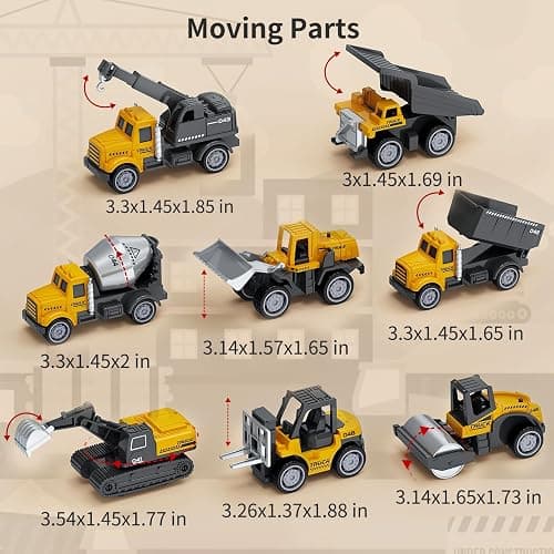 HONGTUO Play Construction Sand Kit, 2.2lbs Magic Sand, Inflatable Sandbox | 8 Alloy Construction Vehicles, 8 Worker Figures, Road Signs, 6 Castle Molds, Storage Box, Sensory Toys, Gift for Kids Ages 3+ thumbnail 3