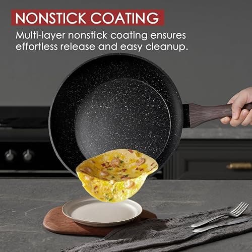 Kikcoin Pots and Pans Set Non Stick 31 Piece Kitchen Nonstick Cooking Cookware Sets with Grill Pan Saucepan Baking Sheet Utensil - Black - 31 Pieces thumbnail 4