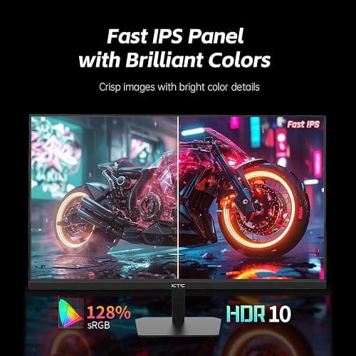 KTC 24.5'' Gaming Monitor, FHD 1080P 180Hz (Up to 200Hz) Fast IPS 128% sRGB Computer Monitor, HDR10, Adaptive Sync, Eye Care PC Gamer Monitor, HDMIx2, DP, VESA Mountable, Tilt Adjustable, H25T7 thumbnail 3