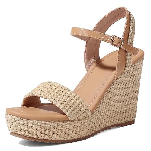 mikarka Women's Espadrille Wedge Sandals: Ankle Strap Platform Open Toe Wedges - Stylish High Heel Dressy Summer Wedges for Women, Inspired by Espadrilles - Image 1
