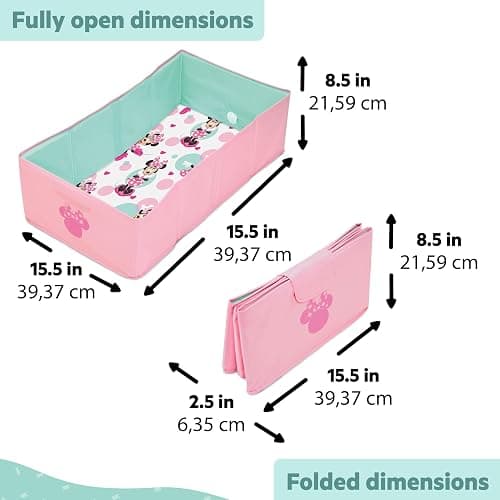 Disney Baby Minnie Mouse Tuckaway Toddler Folding Tub, Converts Shower to Bathtub, Folds to Store, Easy to Clean, Portable Baby Bathtub for Travel, 12M-5Y thumbnail 2