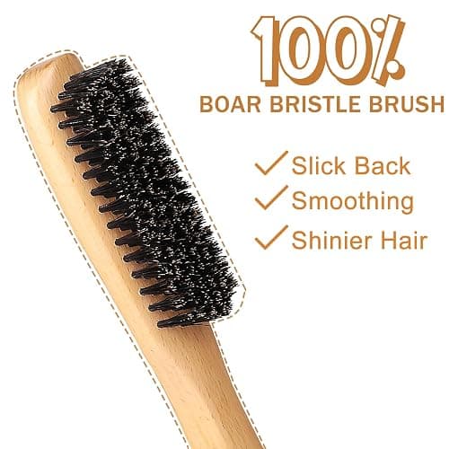 Slick Back Hair Brush & Hair Wax Stick Set for Slick Back – Boar Bristle Hair Brush for Sleek, Control, Flyaways & Baby Hairs – Slick Back Brush for Women, Dancer, Cheer thumbnail 5
