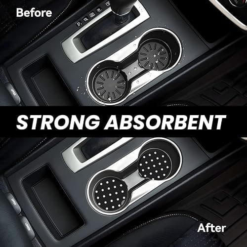 LDHUJDFK 2 PCS Car Coasters Polka Dot Black and White Simple Pattern Vehicle Cup Holder Cork Back & Finger Notch Insert Coaster Suitable for Most Car thumbnail 5