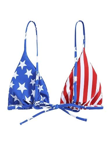 ZAFUL Women's Triangle Bikini Top String Push Up Padded Sexy Swimsuit Bathing Suits Top thumbnail 3