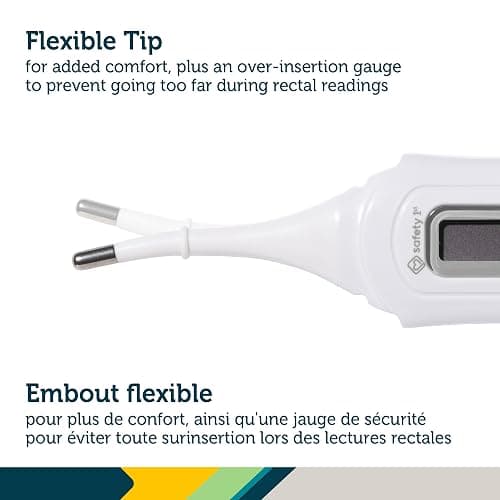 Safety 1st 3-in-1 Nursery Thermometer – Oral, Rectal, and Underarm Thermometer for Babies, Kids, and Adults with Flexible Tip, Over-Insertion Gauge, Fast & Accurate Readings, Celsius/Fahrenheit thumbnail 4