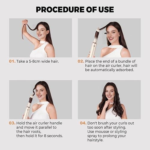 OKWRAP Hairstyler 5 in 1 Haarstyler Hair Styler Set, Airstyler Air Curlers Föhn 5 in 1 Mit Rundbürstenföhn Hairdryer Brushes for Styling Föhn Lockenstab Luft Für Glätten, Trocknen, Volumen, Locken thumbnail 4