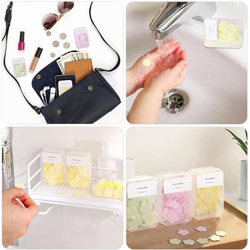 300pcs Portable Hand Washing Soap Sheets, Scented Mini Soap Sheets, Disposable Soluble Soap for Outdoor Travel, Camping, Hiking (Mix) - Mix thumbnail 6