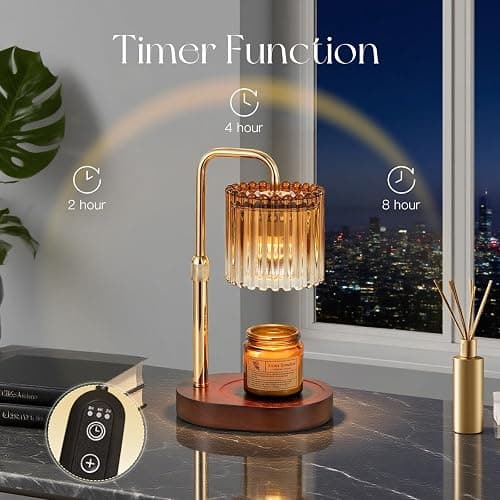 Candeldo Candle Warmer Lamp with Timer: Candle Warmers with 2 Bulbs Dimmable Height Adjustable Wax Melt House Warming Gifts New Home Bedroom Decor Gift for Women thumbnail 5