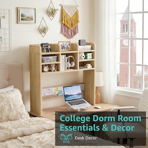 37 Inch Natural Wood Desk Hutch Dorm Top Only With Felt Board For College thumbnail 7