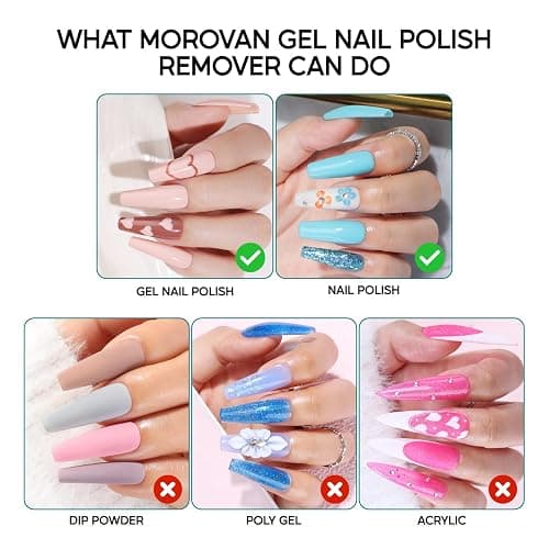 Morovan Gel Nail Polish Remover Set: Gel Polish Remover with Cuticle Oil Latex Tape Peel Off Liquid Quickly & Effectively Remove in 5 Minutes No Need Soaking or Wrapping thumbnail 7