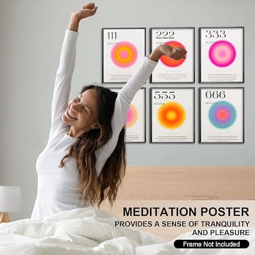 Neekep Angel Number Poster Set of 6, Aesthetic Minimalist Aura Poster with Inspirational Quotes, Aesthetic Posters with Gradient Color for Bedroom Living Room, Study Room, Office, 8 x 10 in (Numbers) thumbnail 6