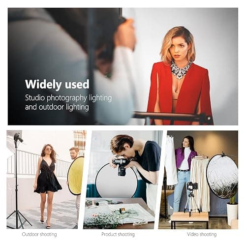 NEEWER 22 Inch/60 Centimeter Light Reflector Light Diffuser 5 in 1 Collapsible Multi Disc with Bag - Translucent, Silver, Gold, White, and Black for Studio Photography Lighting and Outdoor Lighting thumbnail 7