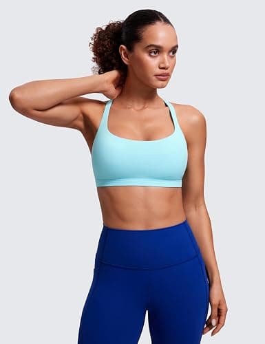 CRZ YOGA Naked Feeling Strappy Sports Bras for Women - Criss Cross Back Wireless Padded Cami Yoga Workout Top thumbnail 2