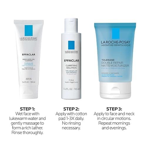 Effaclar Daily Acne Essentials Kit, Acne Treatment System, Salicylic Acid Acne Cleanser, Pore Refining Toner, & Matte Face Moisturizer for Oily Skin & Combination Skin, Oil-Free, 2 Month Supply thumbnail 9