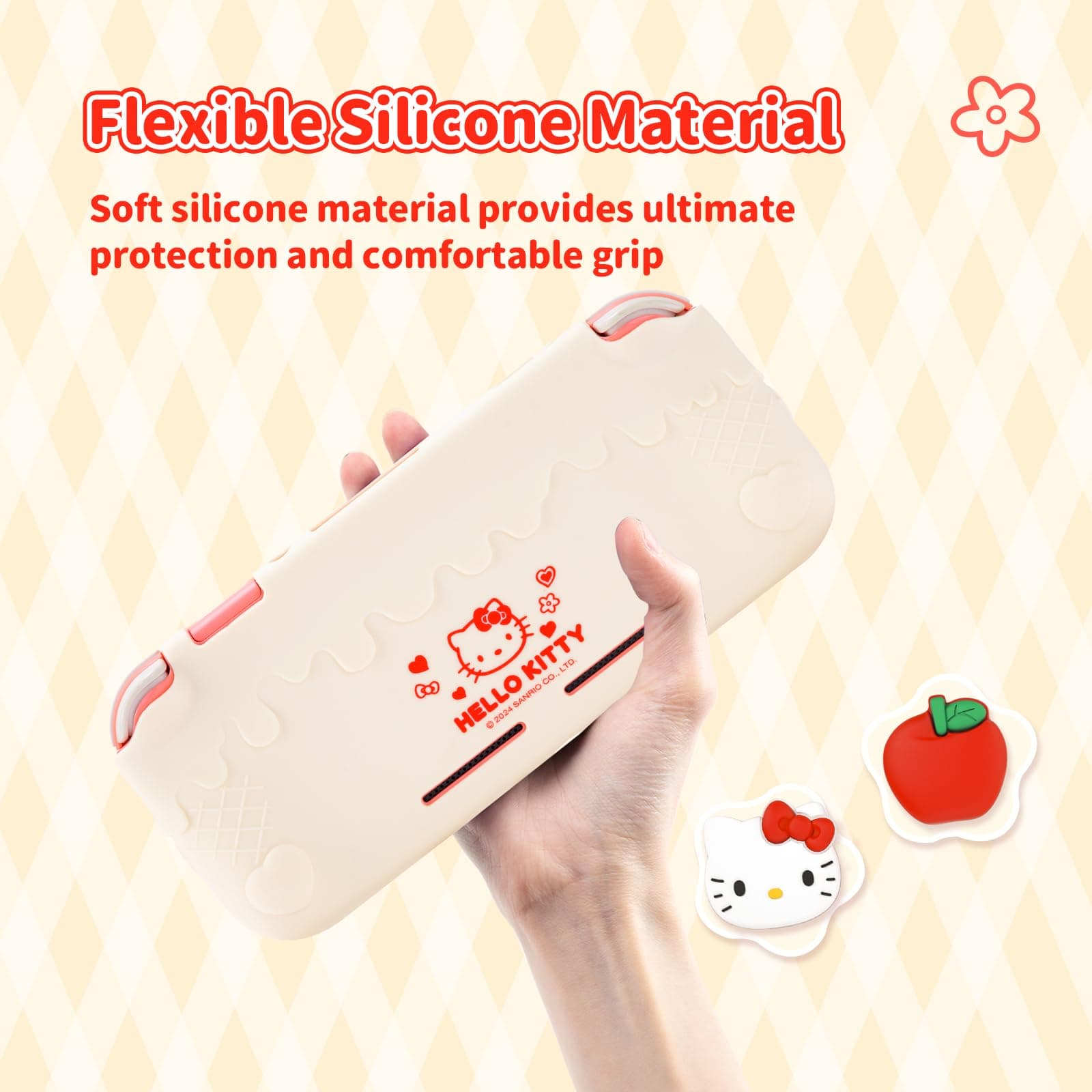Protective Case for Switch Lite, Soft Silicone Protective Case, Scratch-resistant Cover for Switch Lite incl. 2 Control Tips - HLK Off White thumbnail 3
