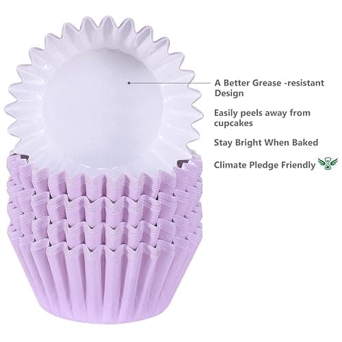 Caperci Heavy Duty Standard Purple Cupcake Liners 150 Counts - Grease-Resistant Paper Muffin Baking Cups, Odorless, No Muffin Pan Needed, Easily Peels (Orchid Bloom) thumbnail 6