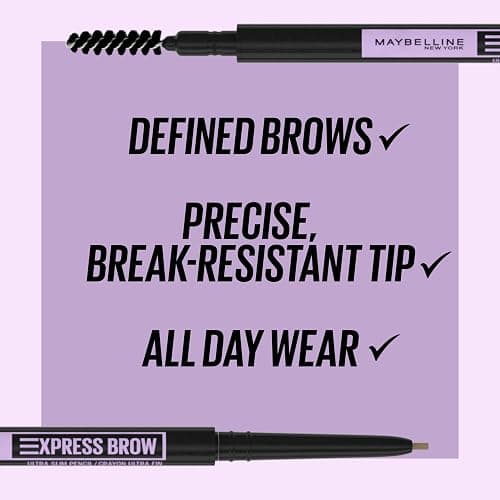 Maybelline Express Brow Ultra Slim Eyebrow Makeup, Brow Pencil with Precision Tip and Spoolie for Defined Eyebrows, Medium Brown, 1 Count thumbnail 2