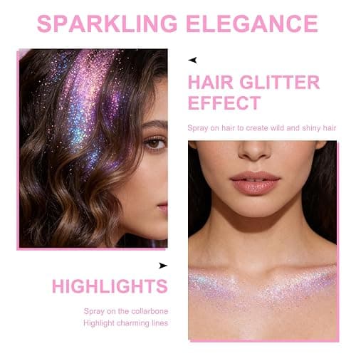 Hair and Body Glitter Spray, Shimmering Powder Sparkle Powder Makeup, Glitter Loose Sparkle Makeup for Body Highlighter,Festival Prom Rave Accessories (Dazzle) thumbnail 4