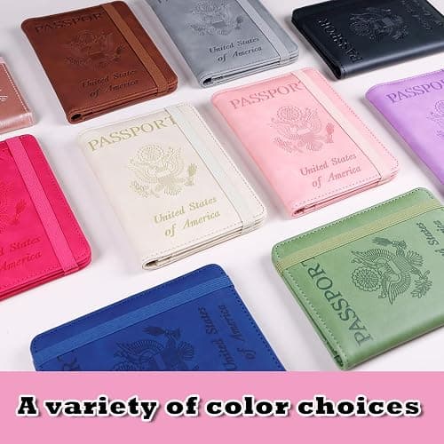 Melsbrinna Premium Leather Passport Holder Covers Case, Waterproof Rfid Blocking Travel Wallet Passport Holder with Pen Holder, Cute Passport Book for Women/Men thumbnail 7