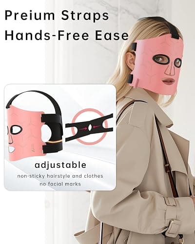 Infrared Red Light Therapy Mask: High Power for Glowing Skin – Ultra-Thin 1.8mm 4.6oz, 830nm 633nm 590nm, Rechargeable, Red light therapy for face Luxury Gift - Pink Windmill thumbnail 8