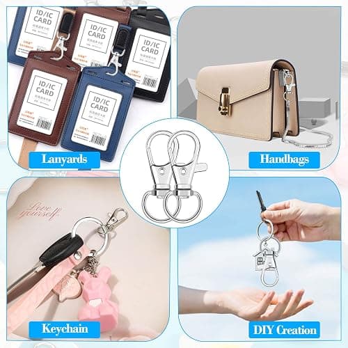 Anezus 100Pcs Key Chain Clip Hooks Swivel Lanyard Snap Hook Keychain Hooks for Lanyard Key Rings Crafting thumbnail 4