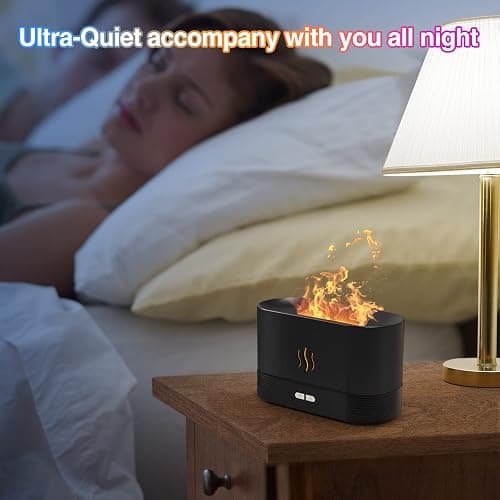 Colorful Flame Air Aroma Diffuser Humidifier, Upgraded 7 Flame Colors Noiseless Essential Oil Diffuser for Home,Office,Yoga with Auto-Off Protection 180mL (8Hours Black) thumbnail 6