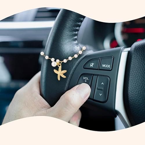 Joytezz Steering Wheel Charm Accessory Starfish Peral Pendant Car Decor Rearview Mirror Hanging Charm Women Teen Girl Gifts Gold thumbnail 4